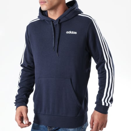 Adidas Originals - Sweat Capuche A Bandes Essentials PO DU0499 Bleu Marine Blanc