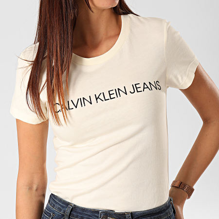 Calvin Klein - Tee Shirt Femme Institutional Logo 3127 Beige