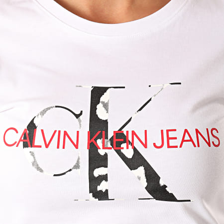Calvin Klein - Tee Shirt Femme Animal Print Placement 3035 Blanc