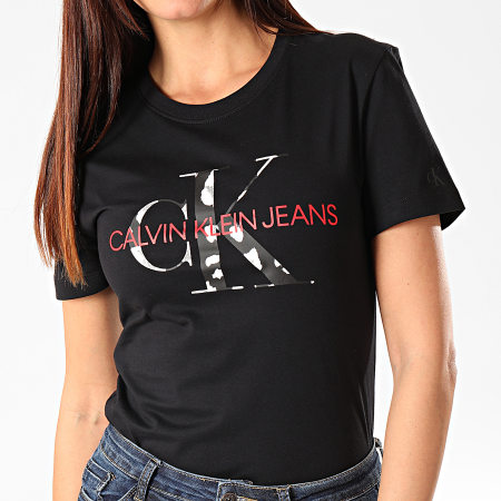 Calvin Klein - Tee Shirt Femme Animal Print Placement 3035 Noir