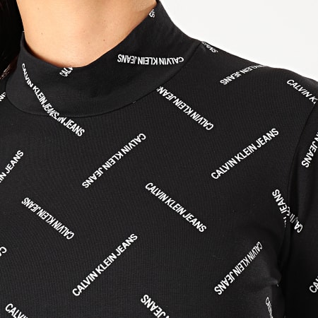Calvin Klein - Tee Shirt Manches Longues Femme Diagonal Logo 2927 Noir