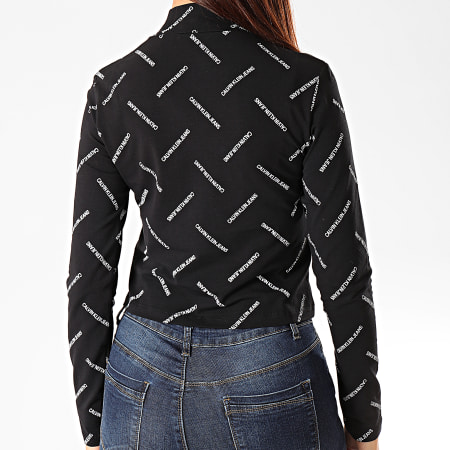 Calvin Klein - Tee Shirt Manches Longues Femme Diagonal Logo 2927 Noir