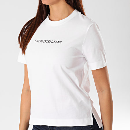 Calvin Klein - Tee Shirt Femme Shrunken Institutional Logo 2879 Blanc