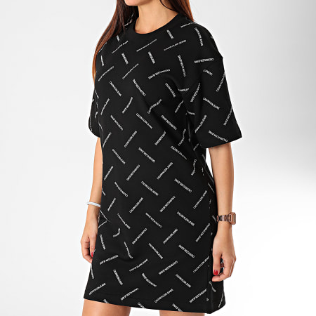 Calvin Klein - Robe Tee Shirt Femme Diagonal Logo 3275 Noir
