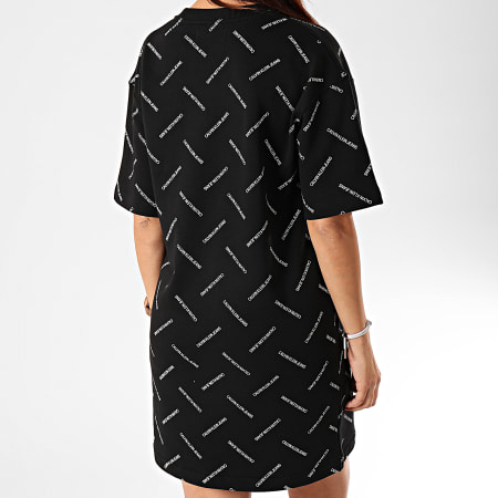 Calvin Klein - Robe Tee Shirt Femme Diagonal Logo 3275 Noir
