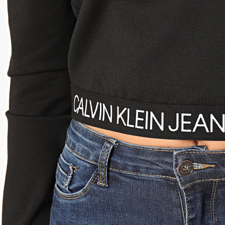 Calvin Klein - Sweat Capuche Femme Logo Elastic Milano 2892 Noir