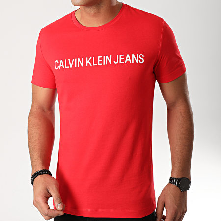 Calvin Klein - Tee Shirt Institutional Logo 7856 Rouge Blanc
