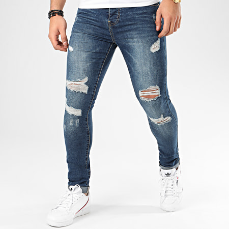 LBO - Jeans skinny in denim blu con strappi 72176-2