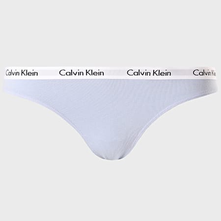 Calvin Klein - Lot De 3 Strings Femme QD3587E Blanc Bleu Clair Bordeaux