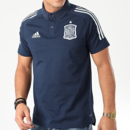 Adidas Sportswear - Polo Manches Courtes A Bandes FEF FI6285 Bleu Marine