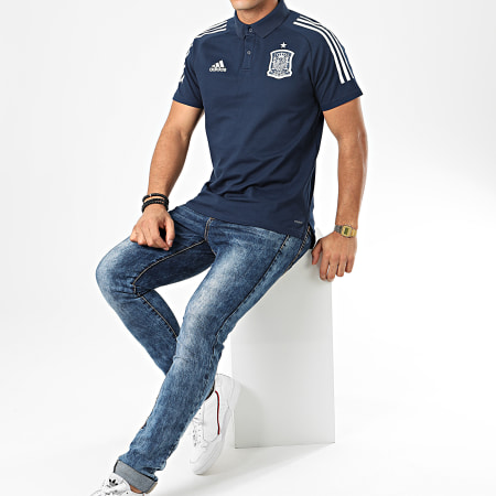 Adidas Sportswear - Polo Manches Courtes A Bandes FEF FI6285 Bleu Marine