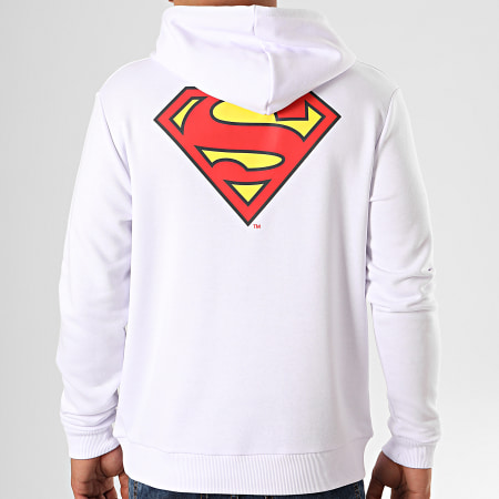 Superman - Sweat Capuche Original Logo Back Blanc