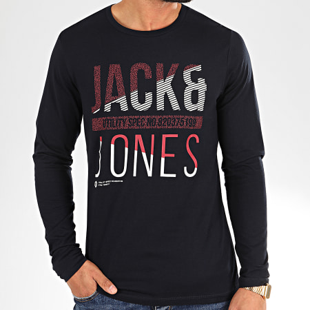 Jack And Jones - Tee Shirt Manches Longues Booth Bleu Marine