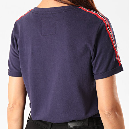 Superdry - Tee Shirt Femme A  Bandes Vintage Logo Chainstitch Patch Boxy W1000095A Bleu Marine