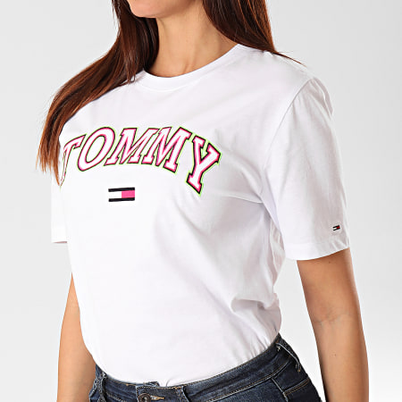 Tommy Jeans - Tee Shirt Femme Neon Collegiate 7540 Blanc