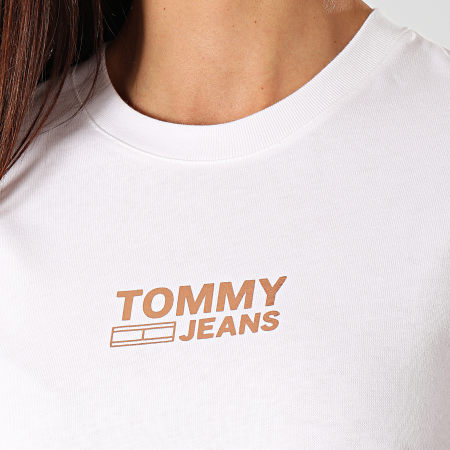Tommy Jeans - Tee Shirt Femme Manches Longues Chest Metallic 7538 Blanc