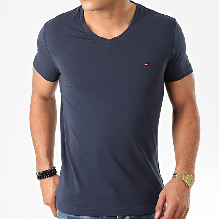Tommy Hilfiger - T-shirt Core Stretch con scollo a V 2045 blu navy