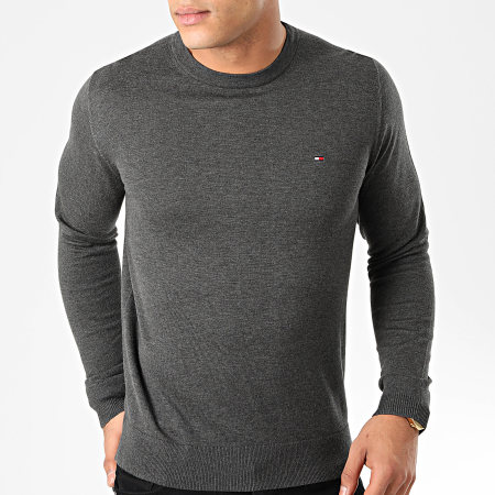 Tommy Hilfiger - Pull Core Cotton-Silk 4978 Gris Anthracite Chiné