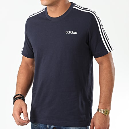 adidas - Tee Shirt A Bandes Essential 3 Stripes DU0440 Bleu Marine