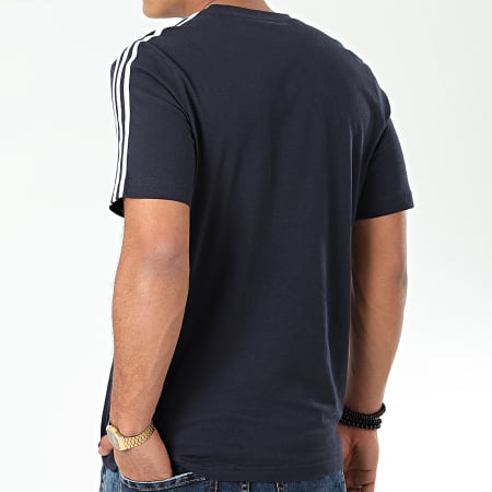 adidas - Tee Shirt A Bandes Essential 3 Stripes DU0440 Bleu Marine