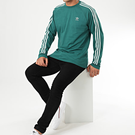Adidas Originals - Tee Shirt Manches Longues A Bandes 3 Stripes EK0257 Vert
