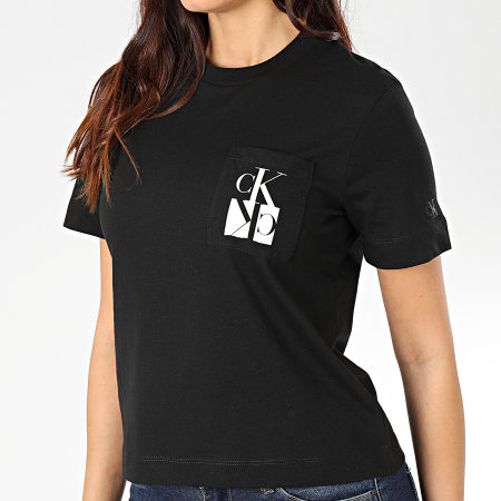 Calvin Klein - Tee Shirt Poche Femme Mirrored Monogram Pocket 2935 Noir
