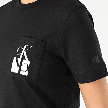 Calvin Klein - Tee Shirt Poche Femme Mirrored Monogram Pocket 2935 Noir