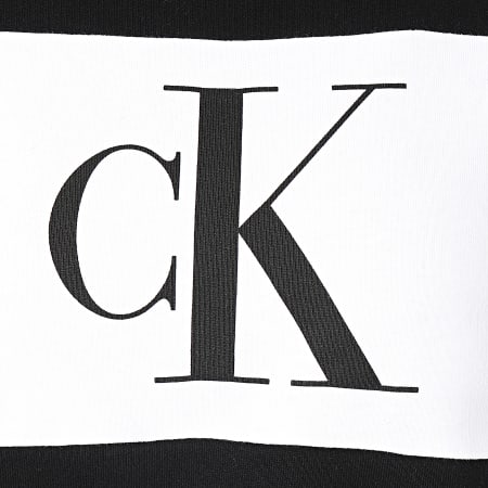 Calvin Klein - Sweat Crewneck Crop Femme Blocking Statement Logo 2980 Noir Blanc