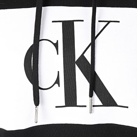 Calvin Klein - Sweat Capuche Crop Femme Blocking Statement Logo 2982 Noir Blanc