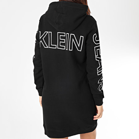 Calvin Klein - Robe Sweat Capuche Femme Blocking Statement Logo 3278 Noir Blanc