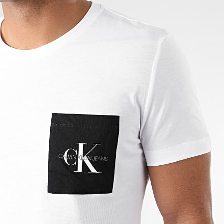 Calvin Klein - Tee Shirt Poche Monogram Pocket Slim 4070 Blanc