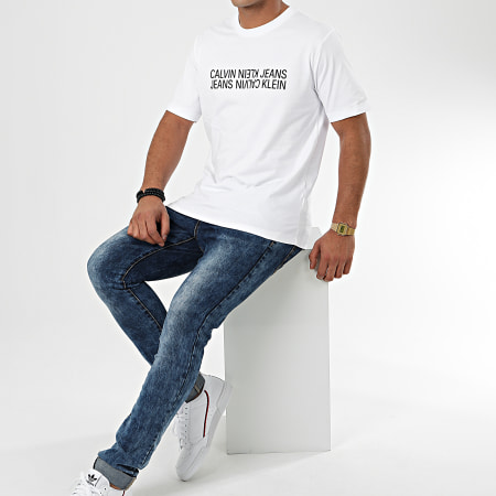 Calvin Klein - Tee Shirt Mirrored Institutional Logo 4103 Blanc