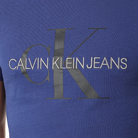 Calvin Klein - Tee Shirt Monogram Logo Slim 4551 Bleu Marine
