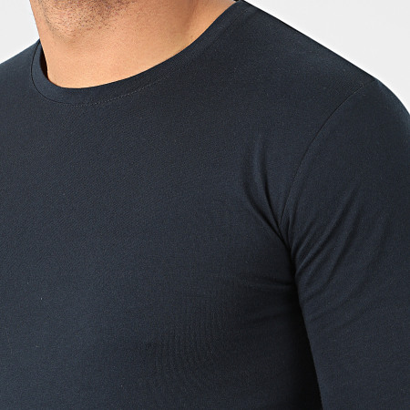 LBO - Lot De 2 Tee Shirts Oversize Manches Longues Unis 960 Noir Et Bleu Marine