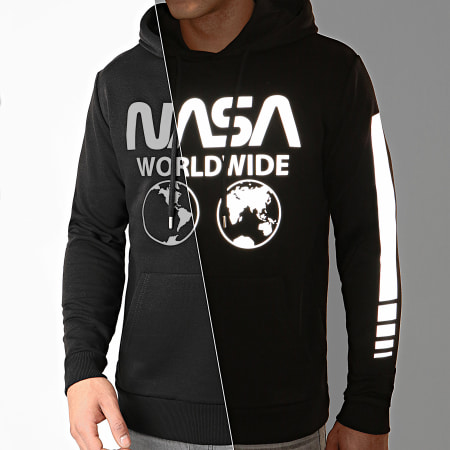 NASA - Felpa con cappuccio nera riflettente Worldwide