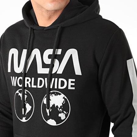 NASA - Felpa con cappuccio nera riflettente Worldwide