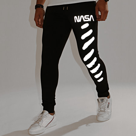 NASA - Pantalones de chándal reflectantes antideslizantes Negro