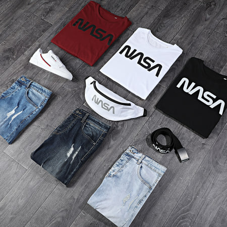 NASA - Tee Shirt Manches Longues Worm Logo Blanc