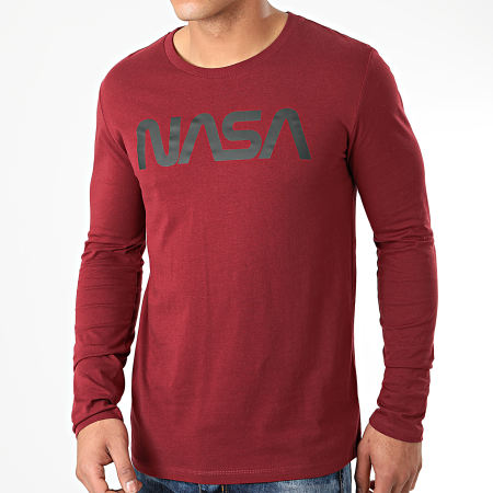 NASA - Tee Shirt Manches Longues Worm Logo Bordeaux