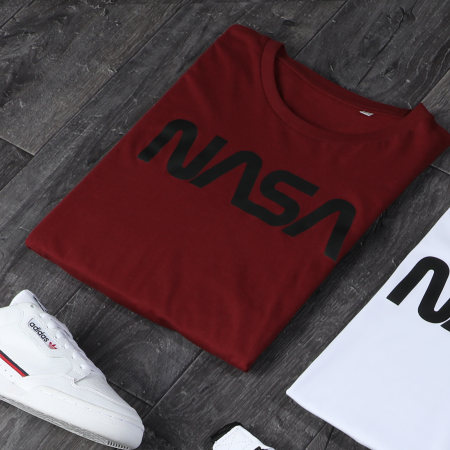 NASA - Tee Shirt Manches Longues Worm Logo Bordeaux