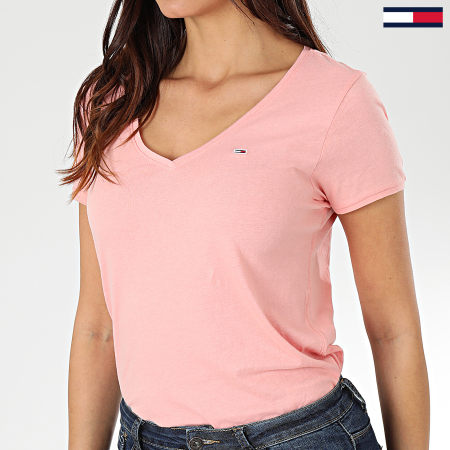 Tommy Hilfiger - Tee Shirt Femme Col V Soft Jersey 6899 Rose