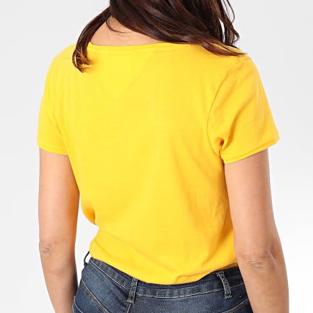 Tommy Jeans - Tee Shirt Femme Col V Soft Jersey 6899 Jaune
