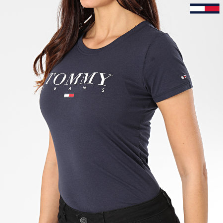 Tommy Jeans - Tee Shirt Femme Essential Slim Logo 7524 Bleu Marine