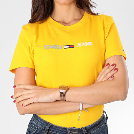 Tommy Jeans - Tee Shirt Femme Neon Linear Logo 7528 Jaune