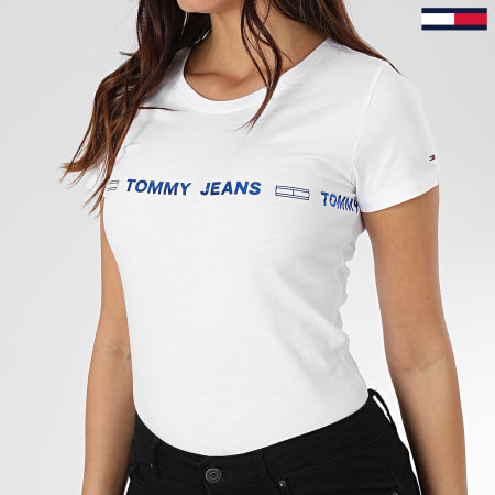 Tommy Jeans - Tee Shirt Femme Linear Logo 7799 Blanc