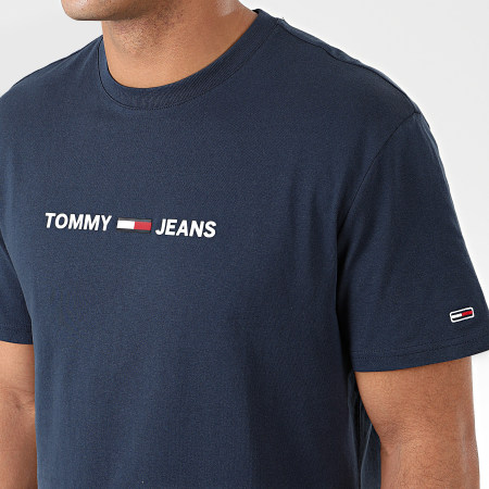 Tommy Jeans - Tee Shirt Straight Small Logo 7621 Bleu Marine