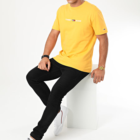 Tommy Jeans - Tee Shirt Straight Small Logo 7621 Jaune