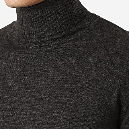 Classic Series - Pull Col Roulé Robert Gris Anthracite Chiné