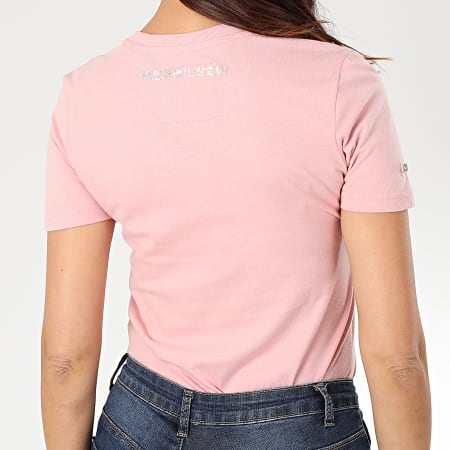 Superdry - Tee Shirt Slim Femme Premium Goods Luxe Embroidered W1000067A Rose Doré