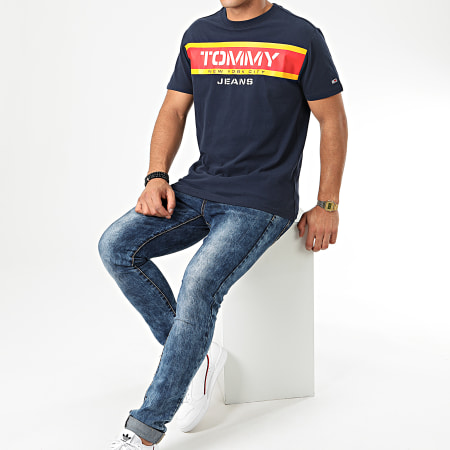 Tommy Jeans - Tee Shirt Panel Logo 7434 Bleu Marine